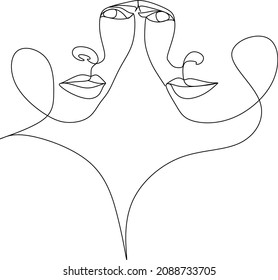 Dibujo de línea continua del retrato de la cara de una mujer hermosa. El concepto de cuidado de belleza de la piel para las jóvenes modelos femeninas. Modelo de belleza de moda con fondo blanco. Vector