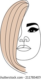 Dibujo de línea continua del retrato de la cara de una mujer hermosa. El concepto de cuidado de belleza de la piel para las jóvenes modelos femeninas. Modelo de belleza de moda con fondo blanco. Vector