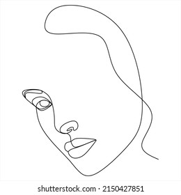 Dibujo de línea continua del retrato de la cara de una mujer hermosa. El concepto de cuidado de belleza de la piel para las jóvenes modelos femeninas. Modelo de belleza de moda con fondo blanco. Vector