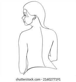 Continuous line drawing of Portrait of a Beautiful Woman's face. The Concept of Skin Beauty Care for young female models. Fashion beauty model with a white background. Vector