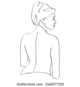 Dibujo de línea continua del retrato de la cara de una mujer hermosa. El concepto de cuidado de belleza de la piel para las jóvenes modelos femeninas. Modelo de belleza de moda con fondo blanco. Vector