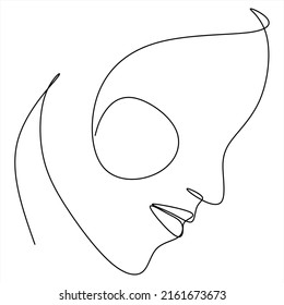 Dibujo de línea continua del retrato de la cara de una mujer hermosa. El concepto de cuidado de belleza de la piel para las jóvenes modelos femeninas. Modelo de belleza de moda con fondo blanco. Vector
