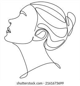 Kontinuierliche Zeichnung des Porträts einer schönen Frau Gesicht. Das Konzept der Hautpflege für junge weibliche Modelle. Fashion Beauty Model mit weißem Hintergrund. Vektorgrafik