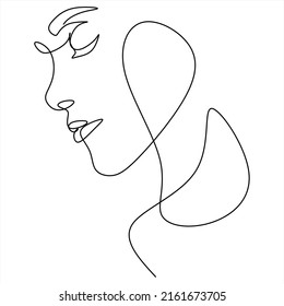 Dibujo de línea continua del retrato de la cara de una mujer hermosa. El concepto de cuidado de belleza de la piel para las jóvenes modelos femeninas. Modelo de belleza de moda con fondo blanco. Vector