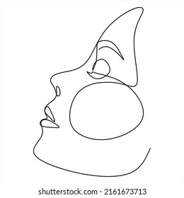 Dibujo de línea continua del retrato de la cara de una mujer hermosa. El concepto de cuidado de belleza de la piel para las jóvenes modelos femeninas. Modelo de belleza de moda con fondo blanco. Vector