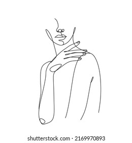 Continuous line drawing of Portrait of a Beautiful Women face. Beauty Minimal line art style portrait. Vector illustration for logo, beauty salon, cosmetics, t-shirt, design print graphics style
