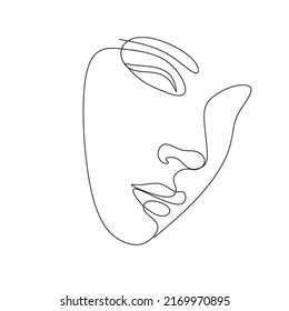 Continuous line drawing of Portrait of a Beautiful Women face. Beauty Minimal line art style portrait. Vector illustration for logo, beauty salon, cosmetics, t-shirt, design print graphics style