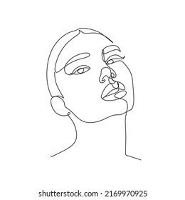 Continuous line drawing of Portrait of a Beautiful Women face. Beauty Minimal line art style portrait. Vector illustration for logo, beauty salon, cosmetics, t-shirt, design print graphics style