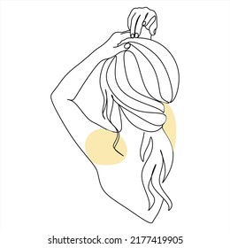 Continuous line drawing of Portrait of a Beautiful Woman's face. The Concept of Skin Beauty Care for young female models. Fashion beauty model with a white background. Vector