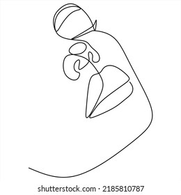 Continuous line drawing of Portrait of a Beautiful Woman's face. The Concept of Skin Beauty Care for young female models. Fashion beauty model with a white background. Vector
