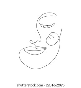 Continuous line drawing of portrait of a beautiful Woman's face. Minimalism art.