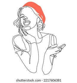 Continuous line drawing of Portrait of a Beautiful Woman's face. The Concept of Skin Beauty Care for young female models. Fashion beauty model with a white background.  