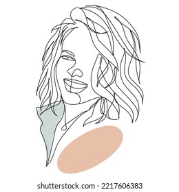Kontinuierliche Zeichnung des Porträts einer schönen Frau Gesicht. Das Konzept der Hautpflege für junge weibliche Modelle. Fashion Beauty Model mit weißem Hintergrund. 