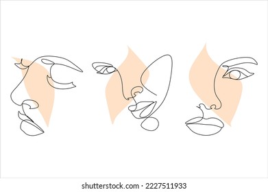 Dibujo de línea continua del retrato de la cara de una mujer hermosa. El concepto de cuidado de belleza de la piel para las jóvenes modelos femeninas. Modelo de belleza de moda con fondo blanco. Vector