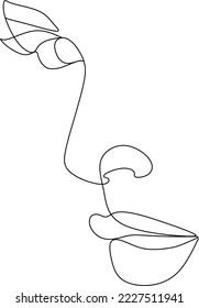 Continuous line drawing of Portrait of a Beautiful Woman's face. The Concept of Skin Beauty Care for young female models. Fashion beauty model with a white background. Vector