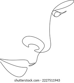 Continuous line drawing of Portrait of a Beautiful Woman's face. The Concept of Skin Beauty Care for young female models. Fashion beauty model with a white background. Vector