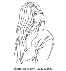 Dibujo de línea continua del retrato de la cara de una mujer hermosa. El concepto de cuidado de belleza de la piel para las jóvenes modelos femeninas. Modelo de belleza de moda con fondo blanco.  
