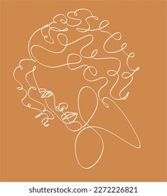 Dibujo de línea continua del retrato de la cara de una mujer hermosa. El concepto de cuidado de belleza de la piel para las jóvenes modelos femeninas. Modelo de belleza de moda con fondo blanco. Vector