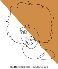 Continuous line drawing of Portrait of a Beautiful Woman's face. The Concept of Skin Beauty Care for young female models. Fashion beauty model with a white background. Vector