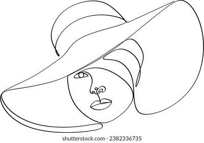 Kontinuierliche Zeichnung des Porträts einer schönen Frau Gesicht. Das Konzept der Hautpflege für junge weibliche Modelle. Fashion Beauty Model mit weißem Hintergrund. Vektorgrafik