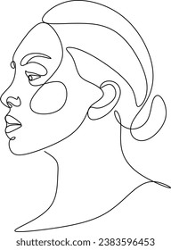 Continuous line drawing of Portrait of a Beautiful Woman's face. The Concept of Skin Beauty Care for young female models. Fashion beauty model with a white background. Vector