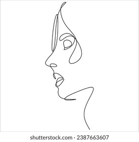 Kontinuierliche Zeichnung des Porträts einer schönen Frau Gesicht. Das Konzept der Hautpflege für junge weibliche Modelle. Fashion Beauty Model mit weißem Hintergrund. Vektorgrafik