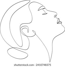 Dibujo continuo del retrato de los rostros de una mujer hermosa. El concepto de cuidado de belleza de la piel para las jóvenes modelos femeninas. Modelo de belleza de moda con fondo blanco.Sin inteligencia artificial