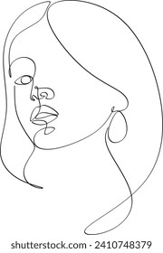 Continuous line drawing of Portrait of a Beautiful Woman's set faces. The Concept of Skin Beauty Care for young female models. Fashion beauty model with a white background.Without artificial intellige