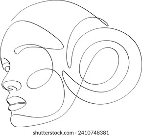 Dibujo continuo del retrato de los rostros de una mujer hermosa. El concepto de cuidado de belleza de la piel para las jóvenes modelos femeninas. Modelo de belleza de moda con fondo blanco.Sin inteligencia artificial
