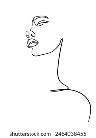 Dibujo de línea continua del retrato de una mujer hermosa. Minimalismo