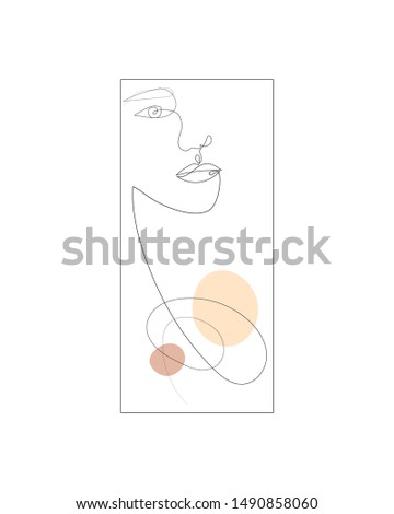 Continuous line drawing of Portrait of a Beautiful Woman's face. The Concept of Skin Beauty Care for young female models. Fashion beauty model with a white background. Vector