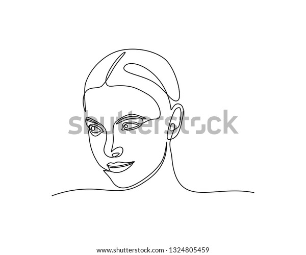 Continuous Line Drawing Portrait Beautiful Womans Stock Vector (Royalty ...