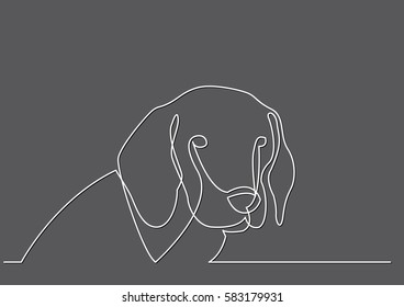 continuous line drawing of portrait of dog