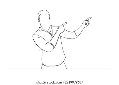 Continuous line drawing of portrait of a joyful young man in white shirt