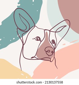 Continuous line drawing poster of dog head. Dog head one line drawing minimalist design