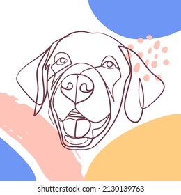 Continuous line drawing poster of dog head. Dog head one line drawing minimalist design