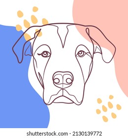 Continuous line drawing poster of dog head. Dog head one line drawing minimalist design