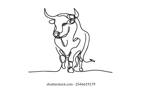 Continuous line drawing poster , one line drawing minimalist design cow one line art illustrations