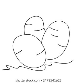 Continuous line drawing of potato. Vector illustration.