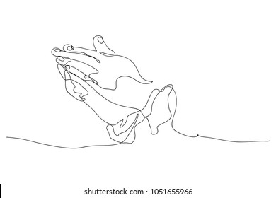 continuous line drawing of prayer hand