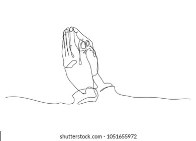 continuous line drawing of prayer hand,
linear style and Hand drawn Vector illustrations