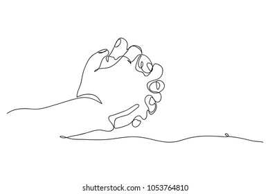 continuous line drawing of prayer hand