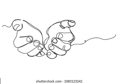 continuous line drawing of prayer hand