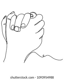 continuous line drawing of prayer hand
