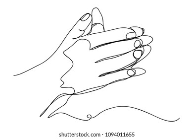 continuous line drawing of prayer hand