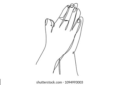 continuous line drawing of prayer hand