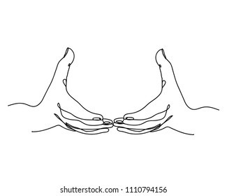 continuous line drawing of prayer hand