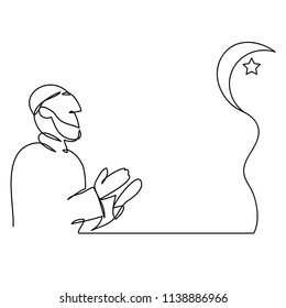 continuous line drawing of prayer hand,
linear style and Hand drawn Vector illustrations, Islamic Prayers