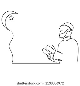 continuous line drawing of prayer hand,
linear style and Hand drawn Vector illustrations, Islamic Prayers