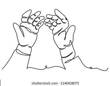 continuous line drawing of prayer hand,
linear style and Hand drawn Vector illustrations,
